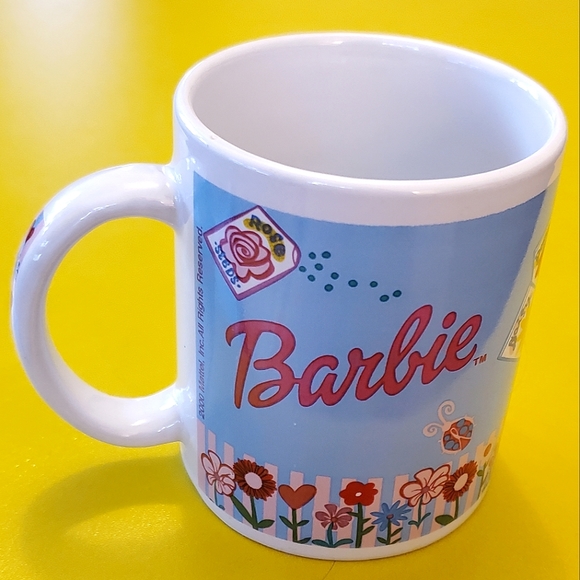 Barbie Garden Ceramic Coffee Mug 🐞 Blue, Lady Bug, Daisy, Flower Seed Packs - Picture 5 of 10
